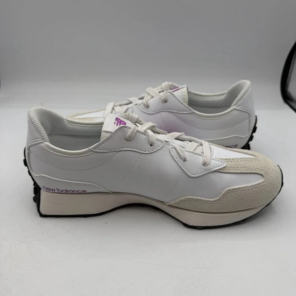 New Balance 327 Shoes‎ YOUTH Kids Size 7 White Purple Sneakers Unisex GS327ST